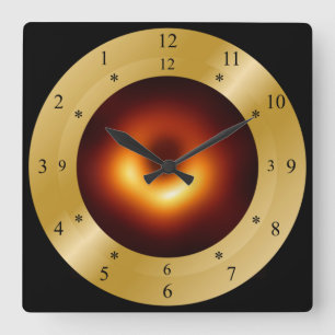 Time Machine Clock~Messier 87 Galaxy~Black Hole ~ Vierkante Klok