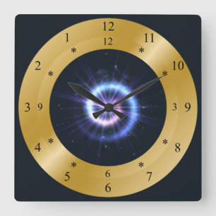 Time Machine ~ Energy Blue Spiral ~ Time Travel Vierkante Klok