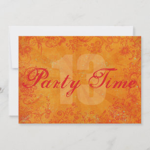 Time Oranje 13th Birthday Invitation Kaart