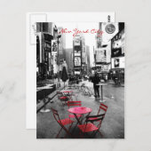 Time Square Black White Red Briefkaart (Voorkant / Achterkant)