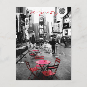 Time Square Black White Red Briefkaart