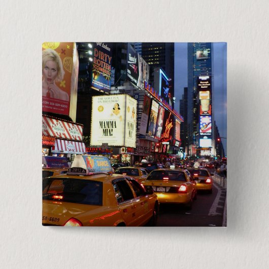 Time Square Taxis Vierkante Button 5,1 Cm (Voorkant)