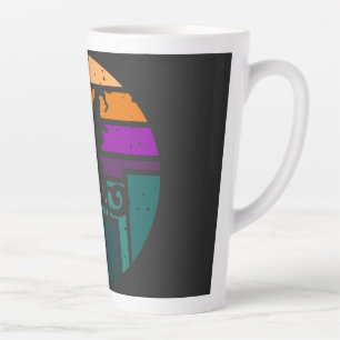 Time To Fly - Halloween Retro Sunset Witch Cat Latte Mok