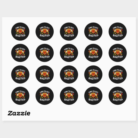Time To Get Basted Funny Beer Thanksgiving Turkey Ronde Sticker (Vel)