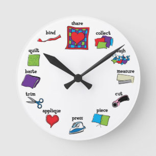Time to Quilt Clock - cadeau voor een quilterstudi Ronde Klok