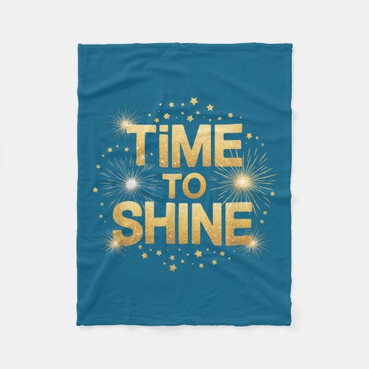 Time To Shine Motivational Sparkle Design With Sta Fleece Deken (Voorkant)