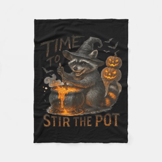 Time To Stir T Funny Raccoon Retro Halloween Anima Fleece Deken (Voorkant)
