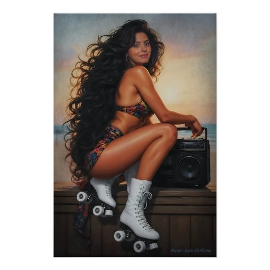 Time Traveler: 80s Roller Skate Dreams Perfect Poster (Voorkant)