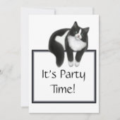 Time Tuxedo Cat Uitnodiging (Voorkant)