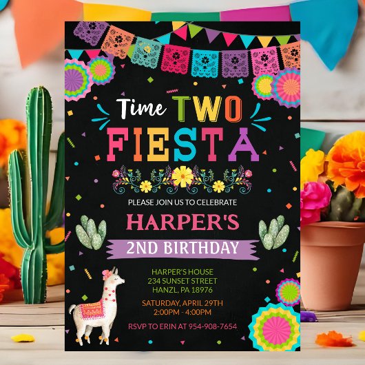 Time Two Fiesta | Invitation d'anniversaire Mexica