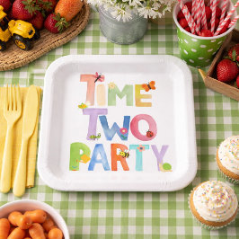 Time Two Party Paper Plates ,Bug Themed 2nd Birthd Papieren Bordje