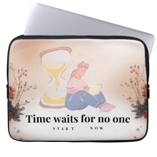 Time Waits For No One Inspirational Tote Bag for W Laptop Sleeve (Voorkant)