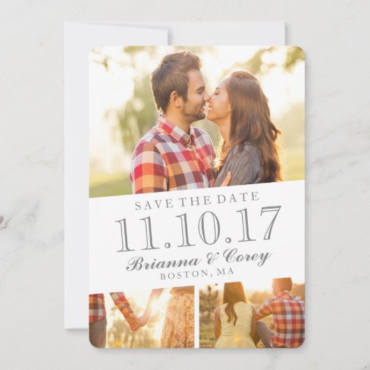 Timeless 3-foto opslaan de datum save the date (Voorkant)