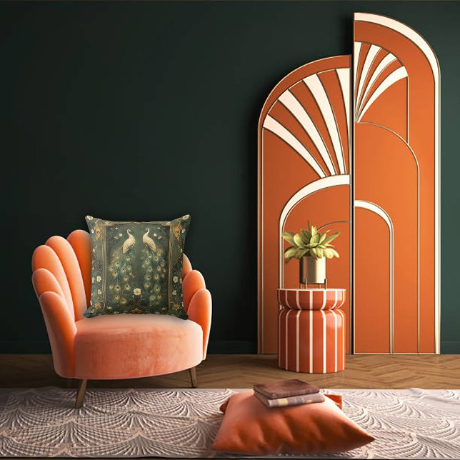 Timeless Art Nouveau Peacock Accent Kussen (Creator heeft geüpload)