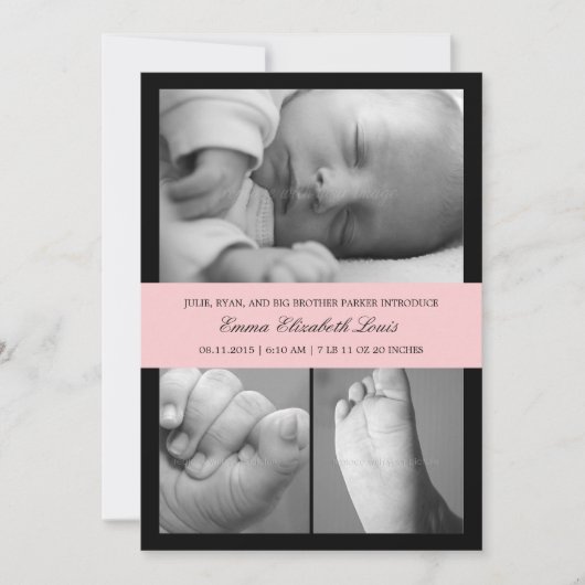 Timeless Band Birth Announounge - Roze Aankondiging (Voorkant)