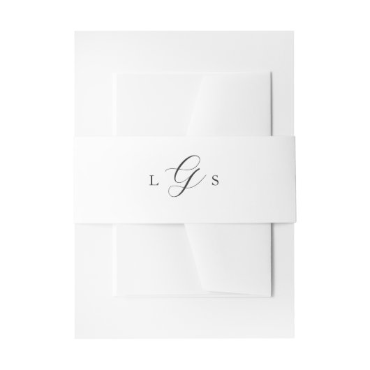 Timeless Black and White Monogram Elegant Wedding Uitnodigingen Wikkel (Voorkant Voorbeeld)