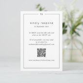 Timeless Black and White Monogram Modern Wedding RSVP Kaartje (Staand voorkant)