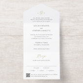 Timeless Black and White QR Code Elegant Wedding All In One Uitnodiging (Binnenkant)