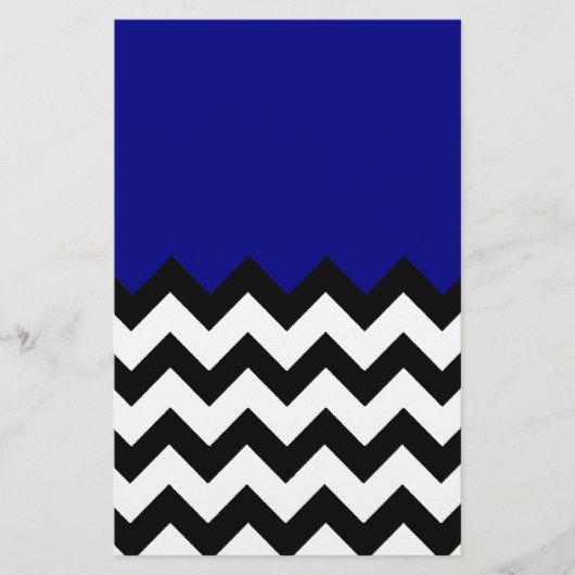 Timeless Black White Chevron op Navy Blue Pattern (Voorkant)