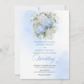 Timeless Blue Hydrangea Gold Floral Wedding Invite Kaart (Voorkant)