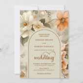 Timeless Boho Copper Ivory Sage Floral Wedding  Kaart (Voorkant)