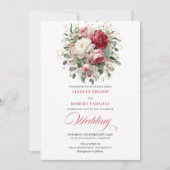 Timeless Boho Red Blush Floral Greenery Invitation (Devant)