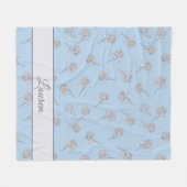 Timeless Botanical Bloom Soft Blue Monogram Fleece Deken (Voorkant (Horizontaal))
