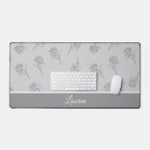 Timeless Botanical Bloom Soft Grey Monogram Bureaumat (Keyboard & Muis)