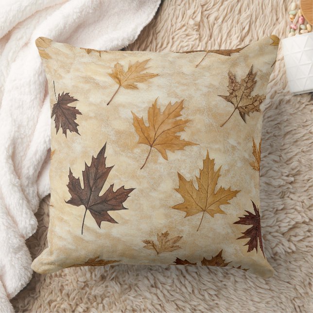 Timeless Botanical Harmony – Leaf in Warm Neutrals Kussen (Deken)