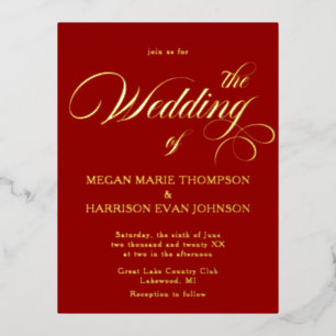 Timeless Calligraphy Classic Wedding Invitation Folie Uitnodiging Briefkaart