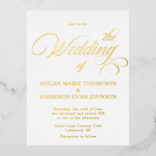 Timeless Calligraphy Classic Wedding Invitation Folie Uitnodiging Briefkaart