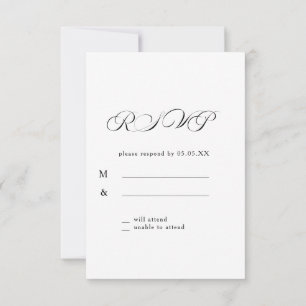 Timeless Calligraphy Classic White Wedding RSVP Kaartje