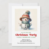 Timeless cartoon snowman invite festive printable kaart (Voorkant)