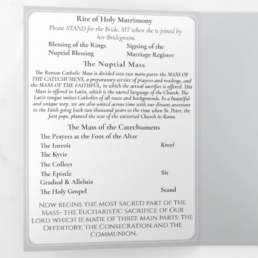 Timeless Catholic Monogrammed Trifold Program Drieluik Programma (Binnenzijde eerst)