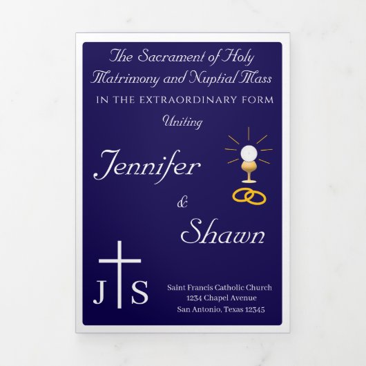 Timeless Catholic Monogrammed Trifold Program Drieluik Programma (Cover)