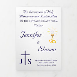 Timeless Catholic Monogrammed Trifold Program Drieluik Programma