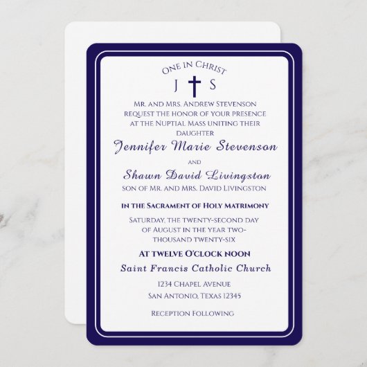 Timeless Catholic Monogrammed Wedding Invitation (Devant / Derrière)