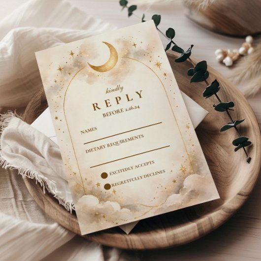 Timeless Celestial Romance Wedding RSVP Kaartje