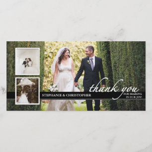 Timeless Chic Weduwen Dank je drie fotokaart Bedankkaart