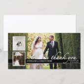 Timeless Chic Weduwen Dank je drie fotokaart Bedankkaart (Voorkant / Achterkant)