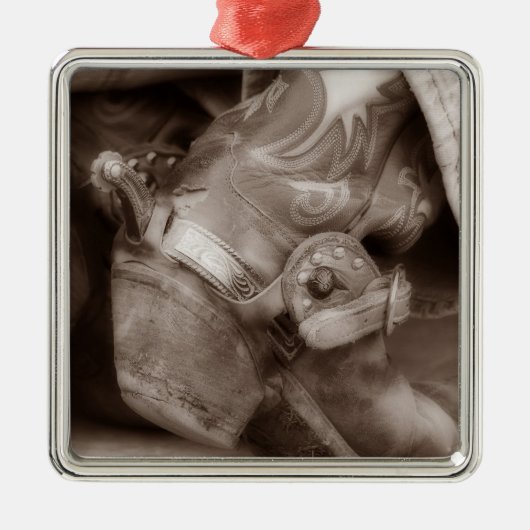 Timeless Cowboy Boot Kerstversiering Metalen Ornament (Voorkant)