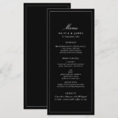 Timeless Dark Black Modern Minimalist Wedding Menu (Devant / Derrière)