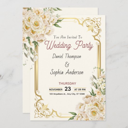 Timeless Elegance Wedding Invitation (Devant / Derrière)