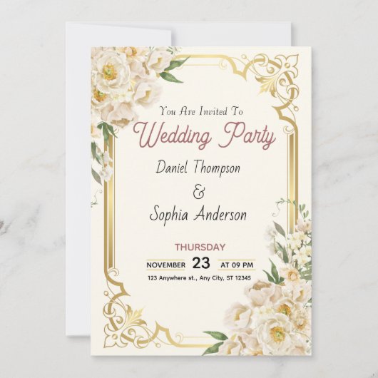 Timeless Elegance Wedding Invitation Kaart (Voorkant)