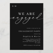 Timeless Elegant Monogram Black Engagement Party Kaart (Voorkant)