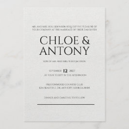 Timeless, Elegant Wedding Invitation Kaart
