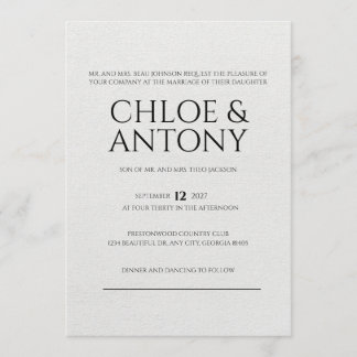 Timeless, Elegant Wedding Invitation Kaart