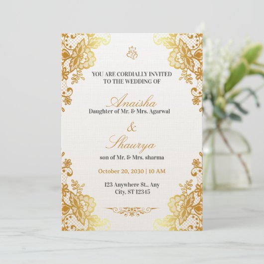Timeless Elegant Wedding Invitation | Romantic (Debout devant)