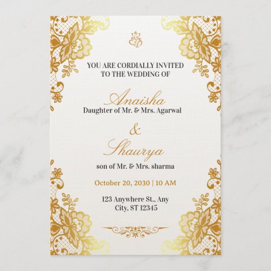 Timeless Elegant Wedding Invitation | Romantic (Devant)