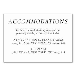 Timeless Elegant White Wedding Accommodation Cards Kaart